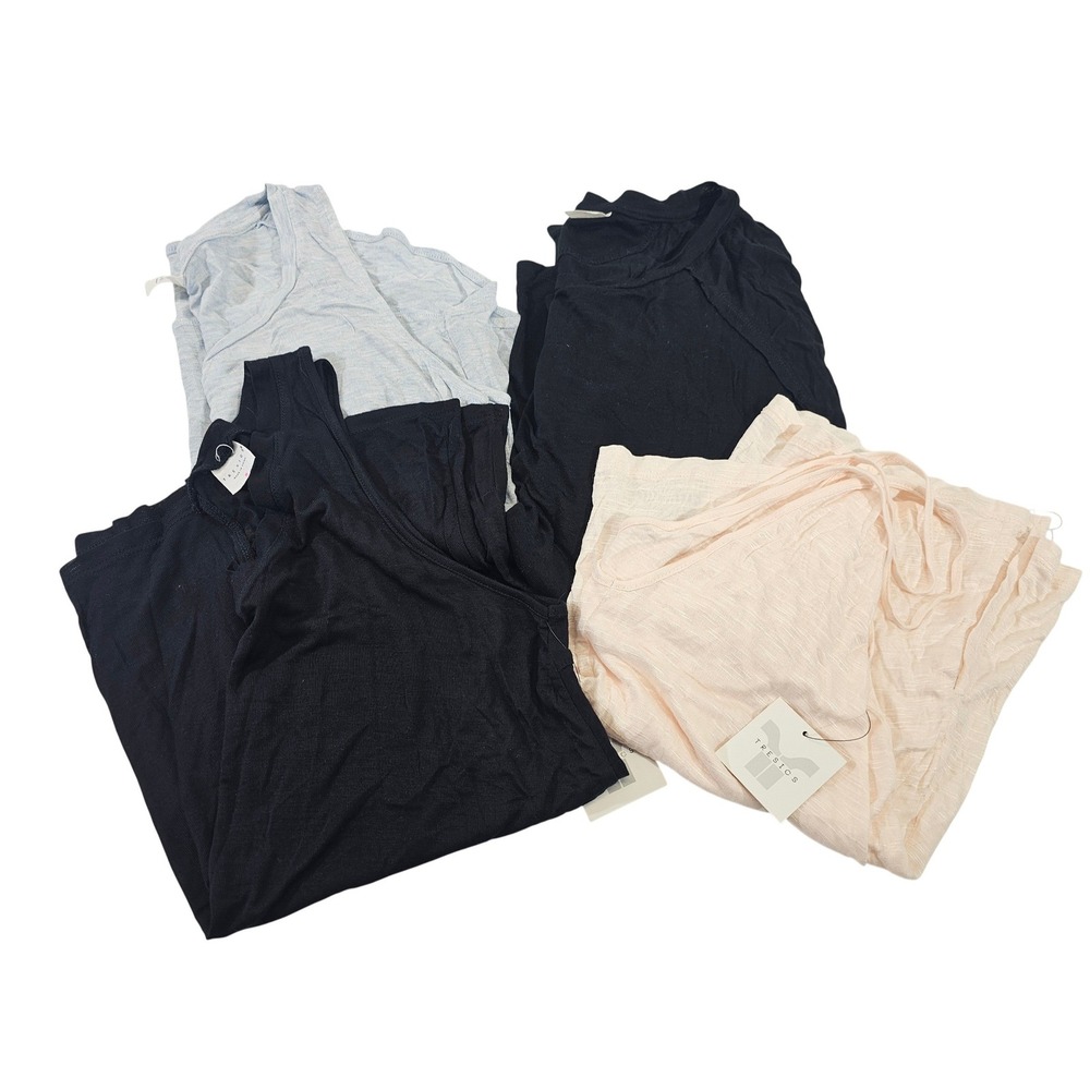 Tresics Tops Bundle Womens S/M Multicolor Solid Slub Knit Tank Cami Long Sleeve